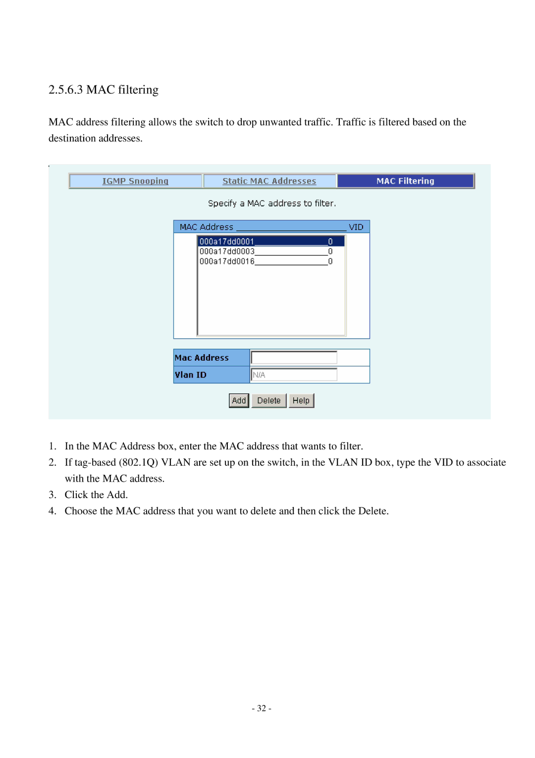 Cisco Systems TEG-S2500i manual MAC filtering 