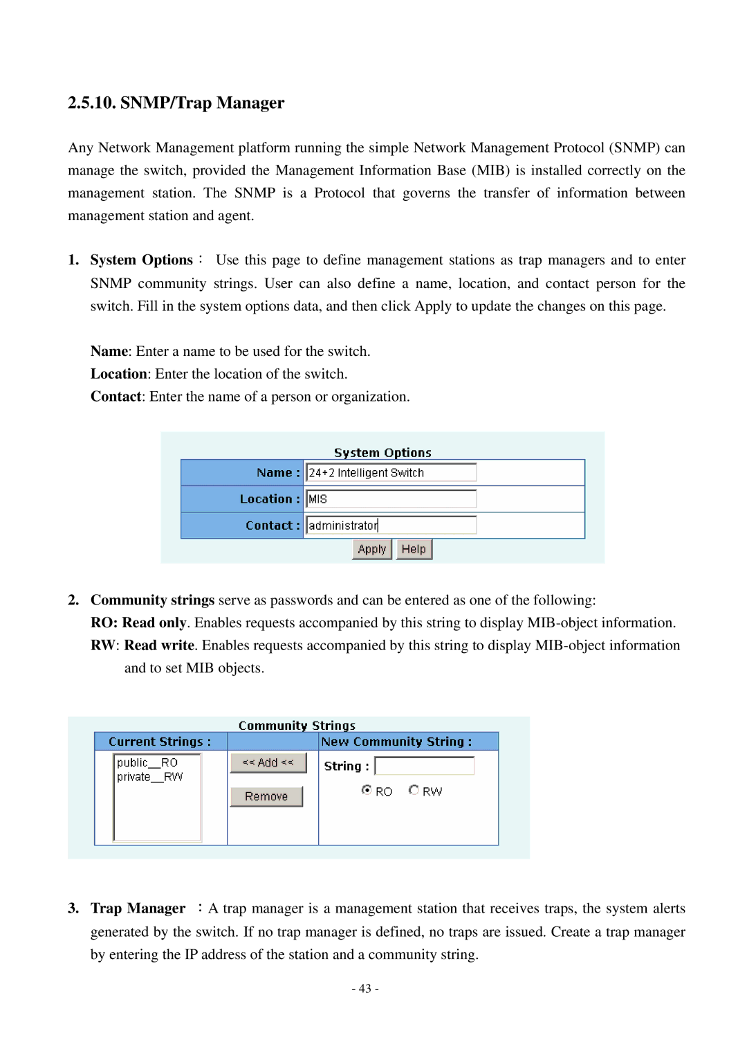 Cisco Systems TEG-S2500i manual SNMP/Trap Manager 