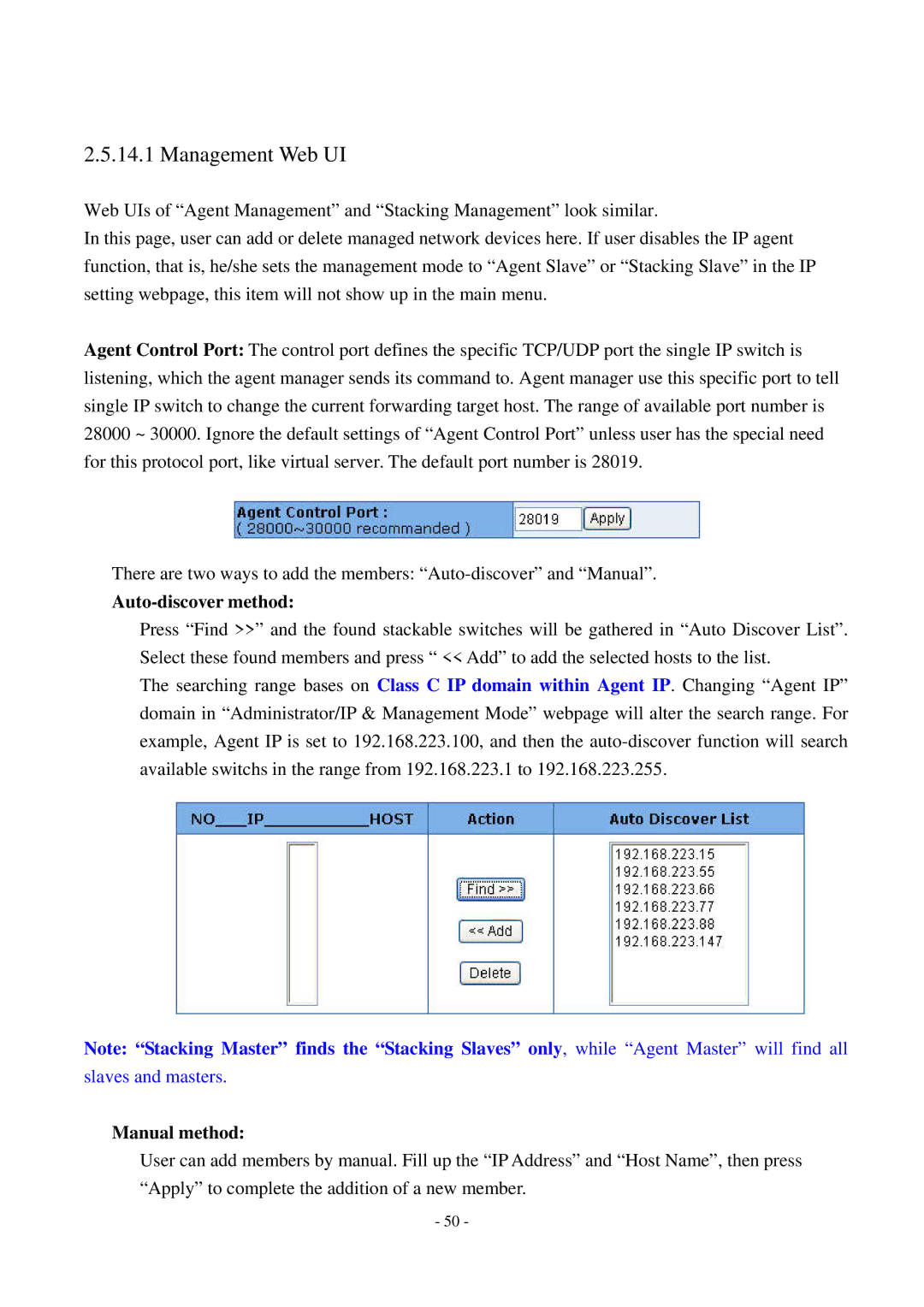 Cisco Systems TEG-S2500i manual Management Web UI, Auto-discover method, Manual method 