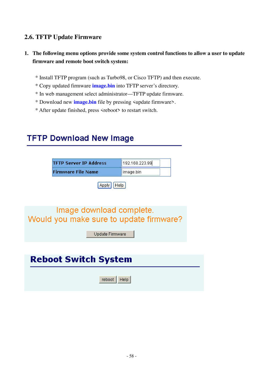 Cisco Systems TEG-S2500i manual Tftp Update Firmware 