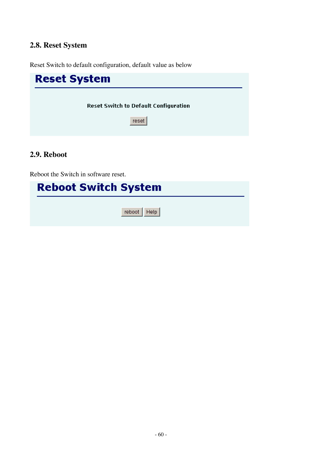 Cisco Systems TEG-S2500i manual Reset System, Reboot 