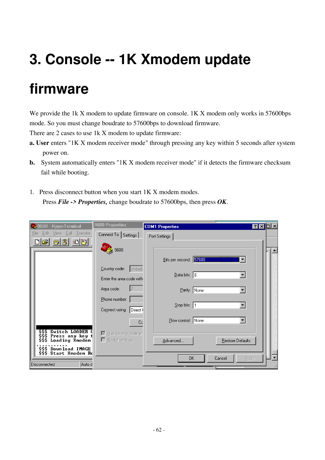 Cisco Systems TEG-S2500i manual Console -- 1K Xmodem update firmware 