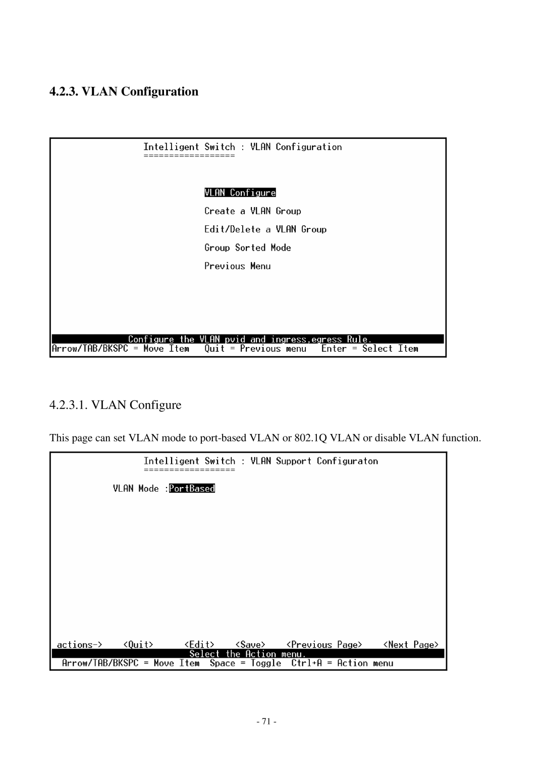 Cisco Systems TEG-S2500i manual Vlan Configuration, Vlan Configure 