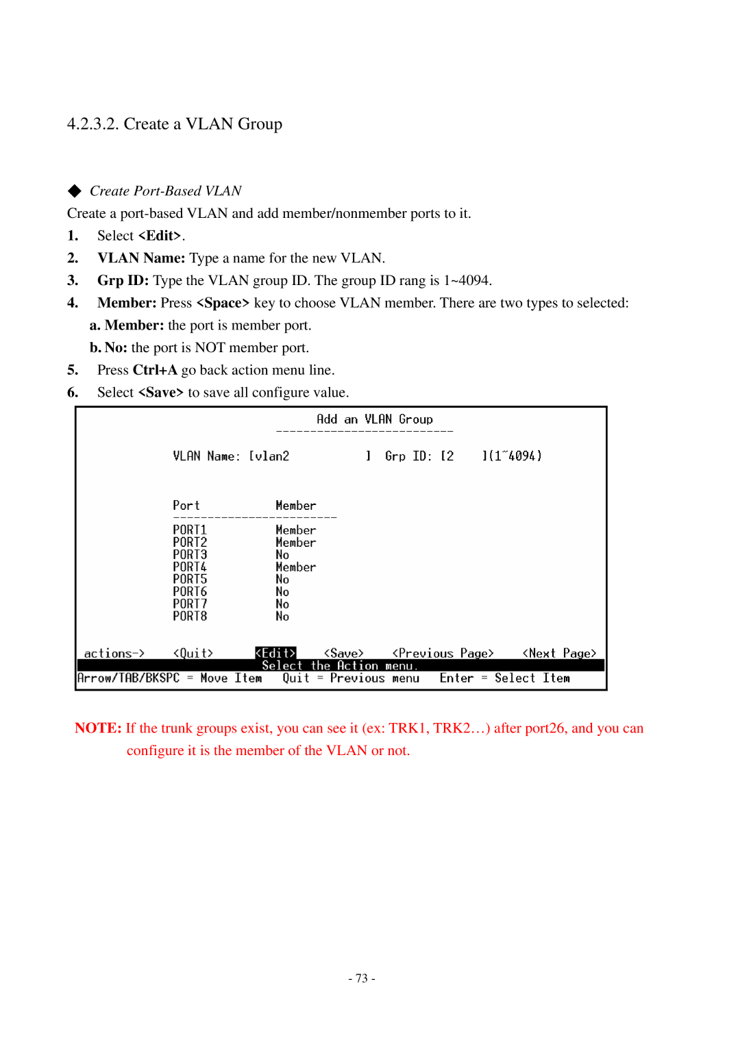 Cisco Systems TEG-S2500i manual Create a Vlan Group, Create Port-Based Vlan 