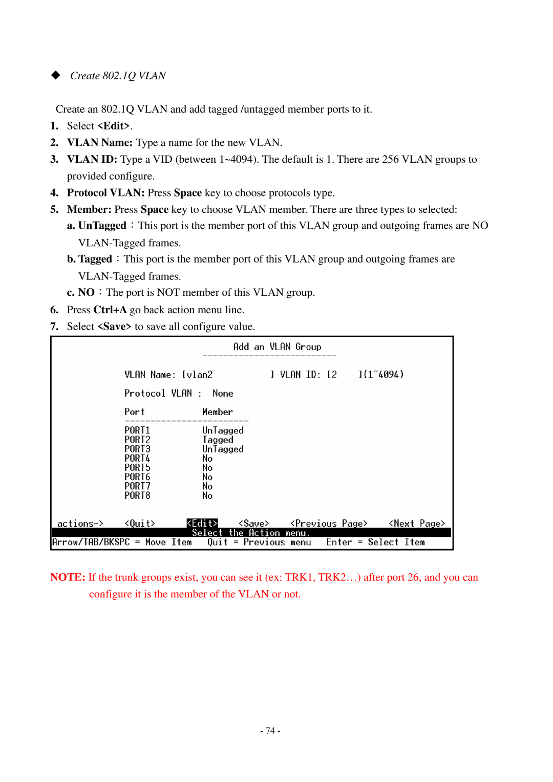 Cisco Systems TEG-S2500i manual ‹ Create 802.1Q Vlan 