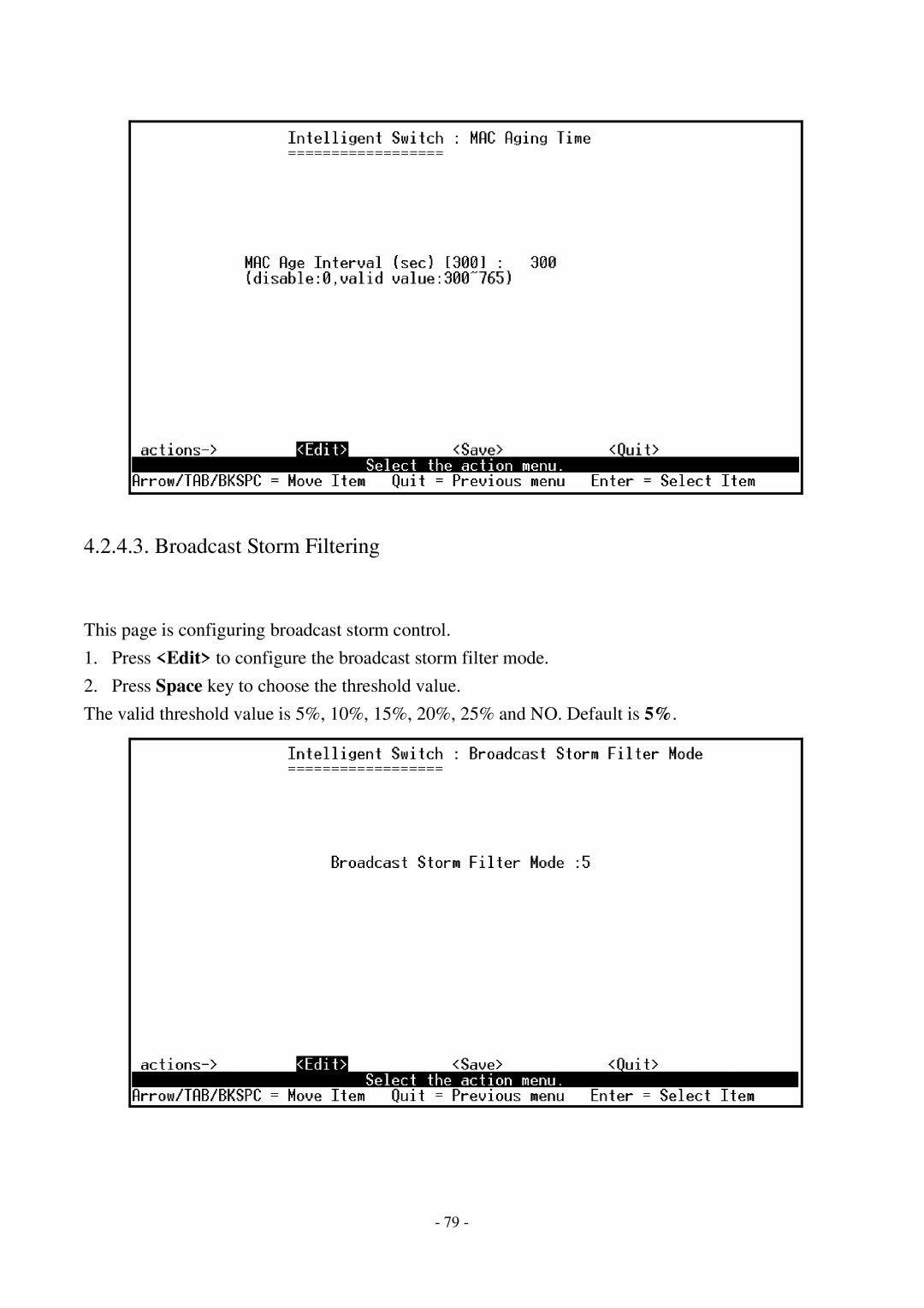 Cisco Systems TEG-S2500i manual Broadcast Storm Filtering 