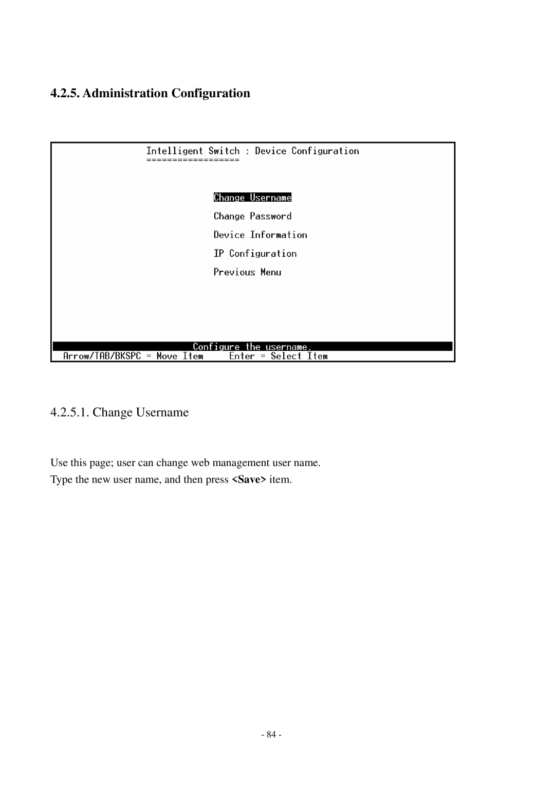 Cisco Systems TEG-S2500i manual Administration Configuration, Change Username 