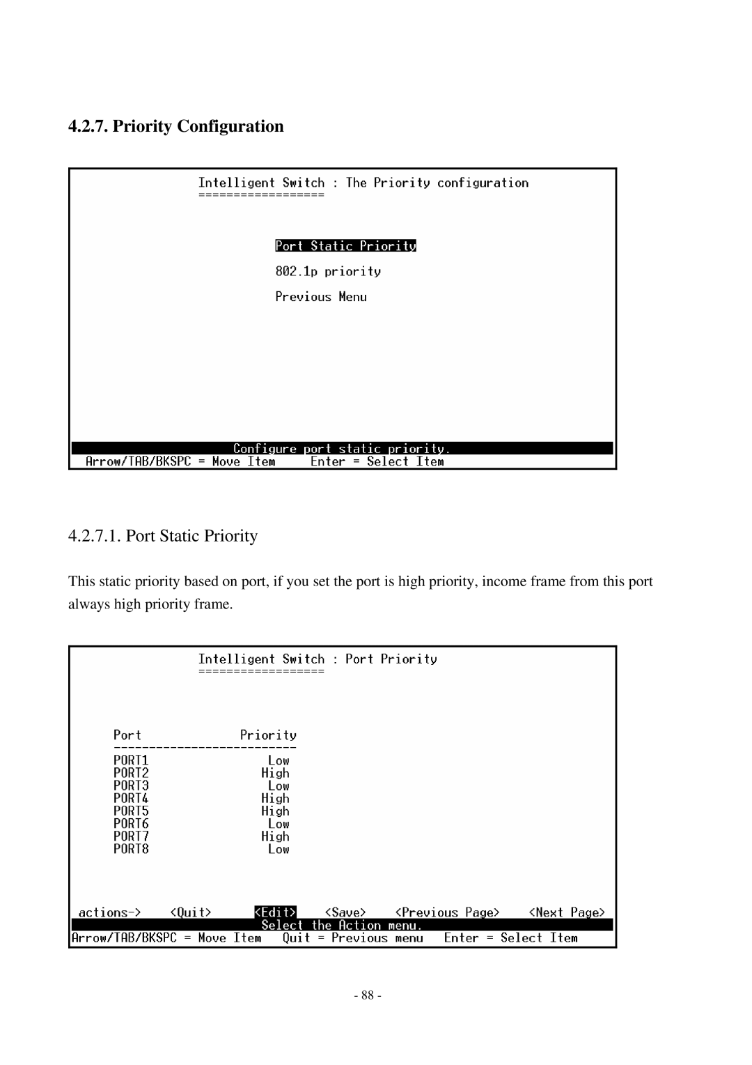 Cisco Systems TEG-S2500i manual Priority Configuration, Port Static Priority 