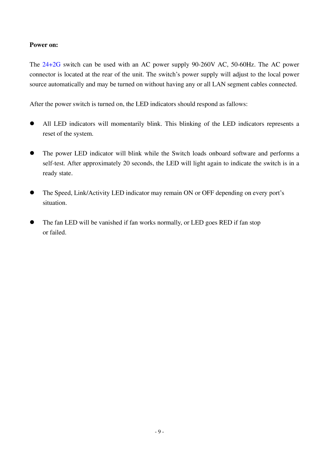 Cisco Systems TEG-S2500i manual Power on 