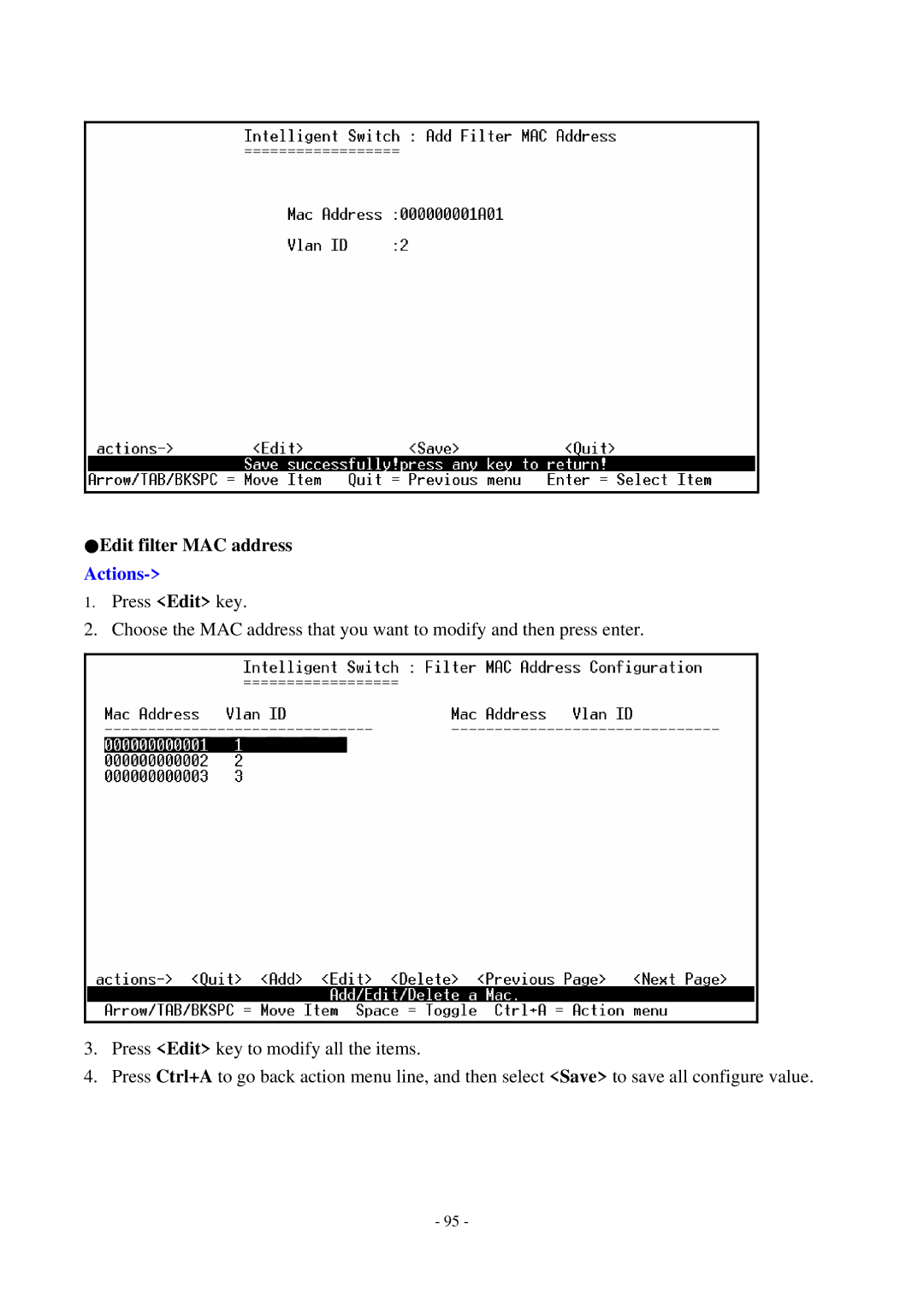 Cisco Systems TEG-S2500i manual Edit filter MAC address 