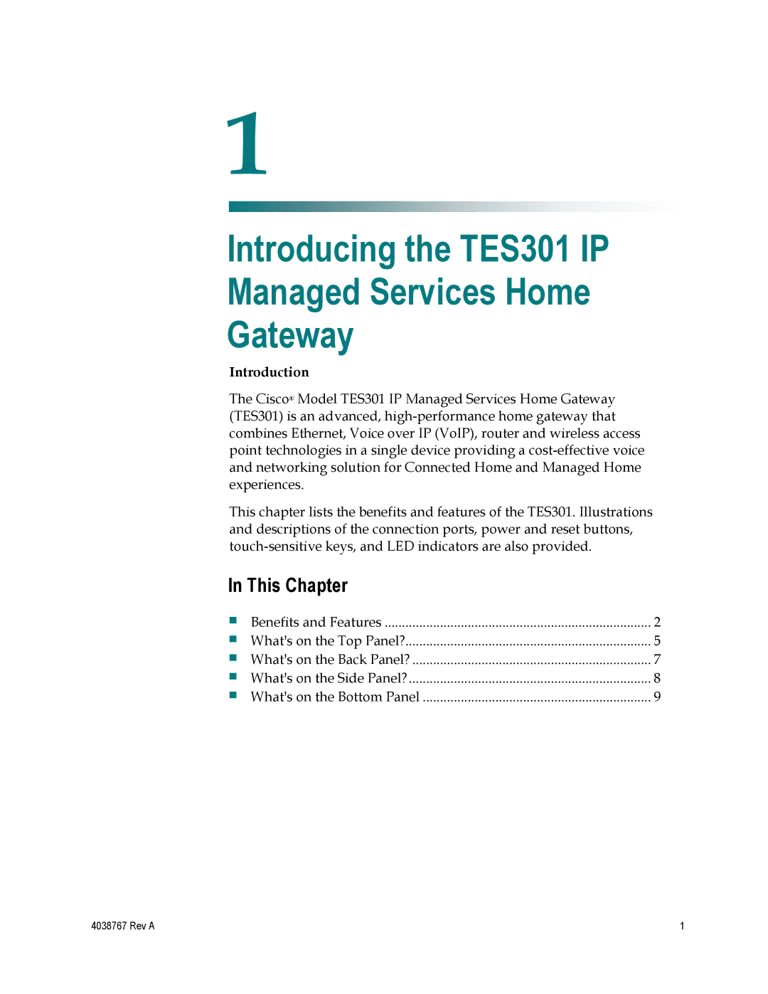 Cisco Systems TES301 manual This Chapter 