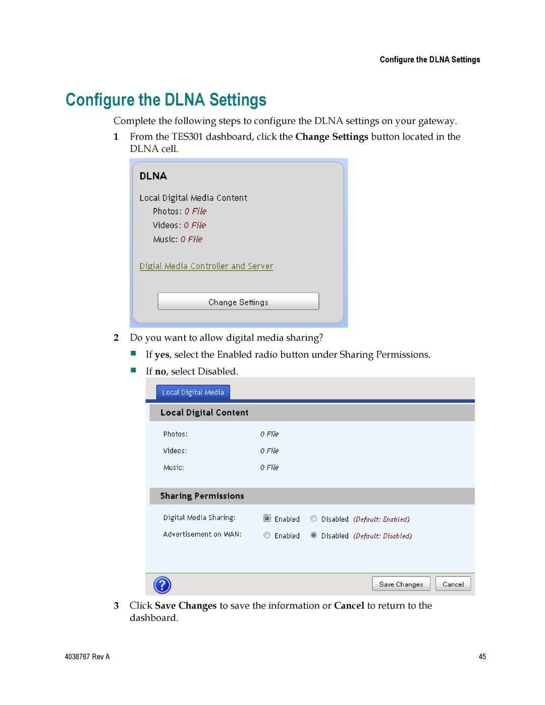 Cisco Systems TES301 manual Configure the Dlna Settings 