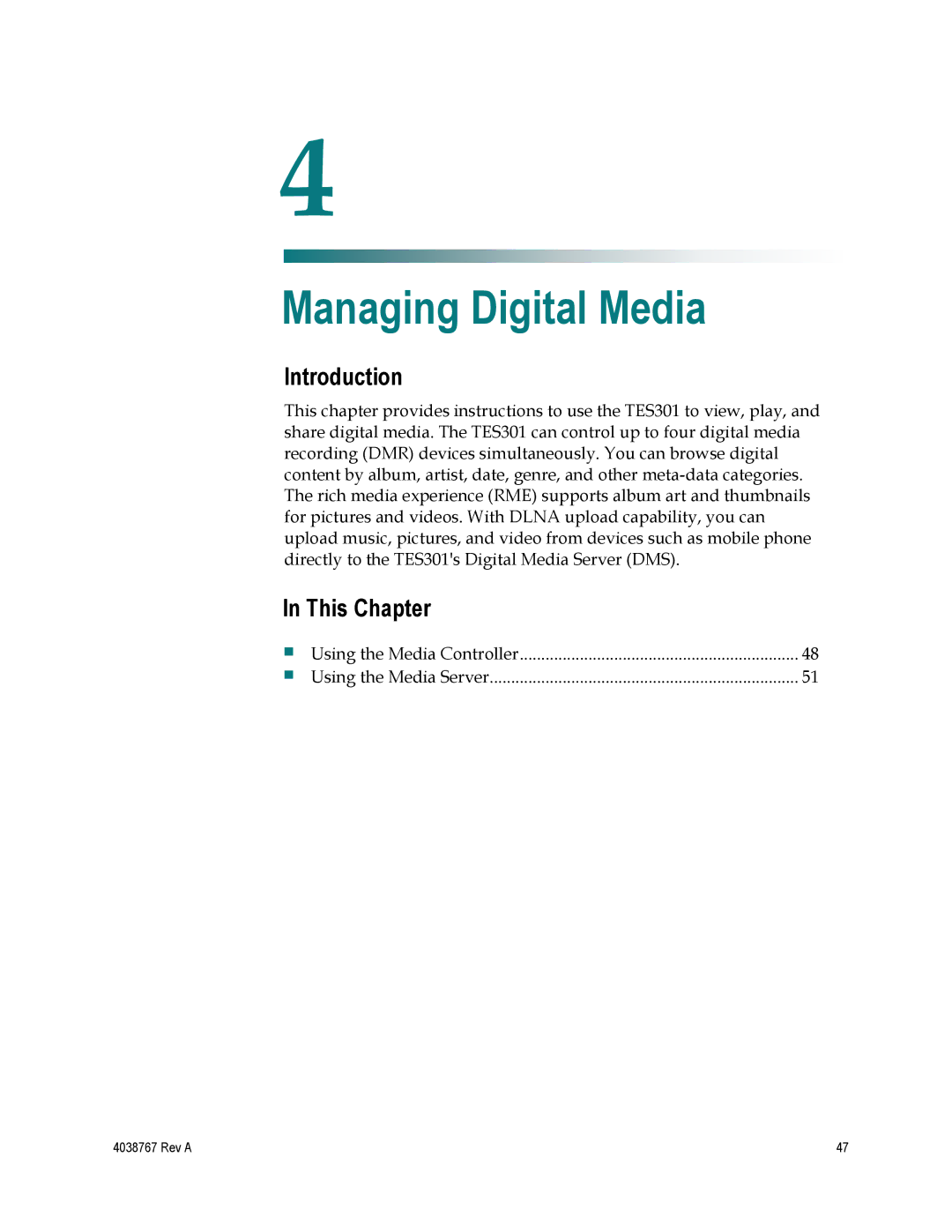 Cisco Systems TES301 manual Managing Digital Media 