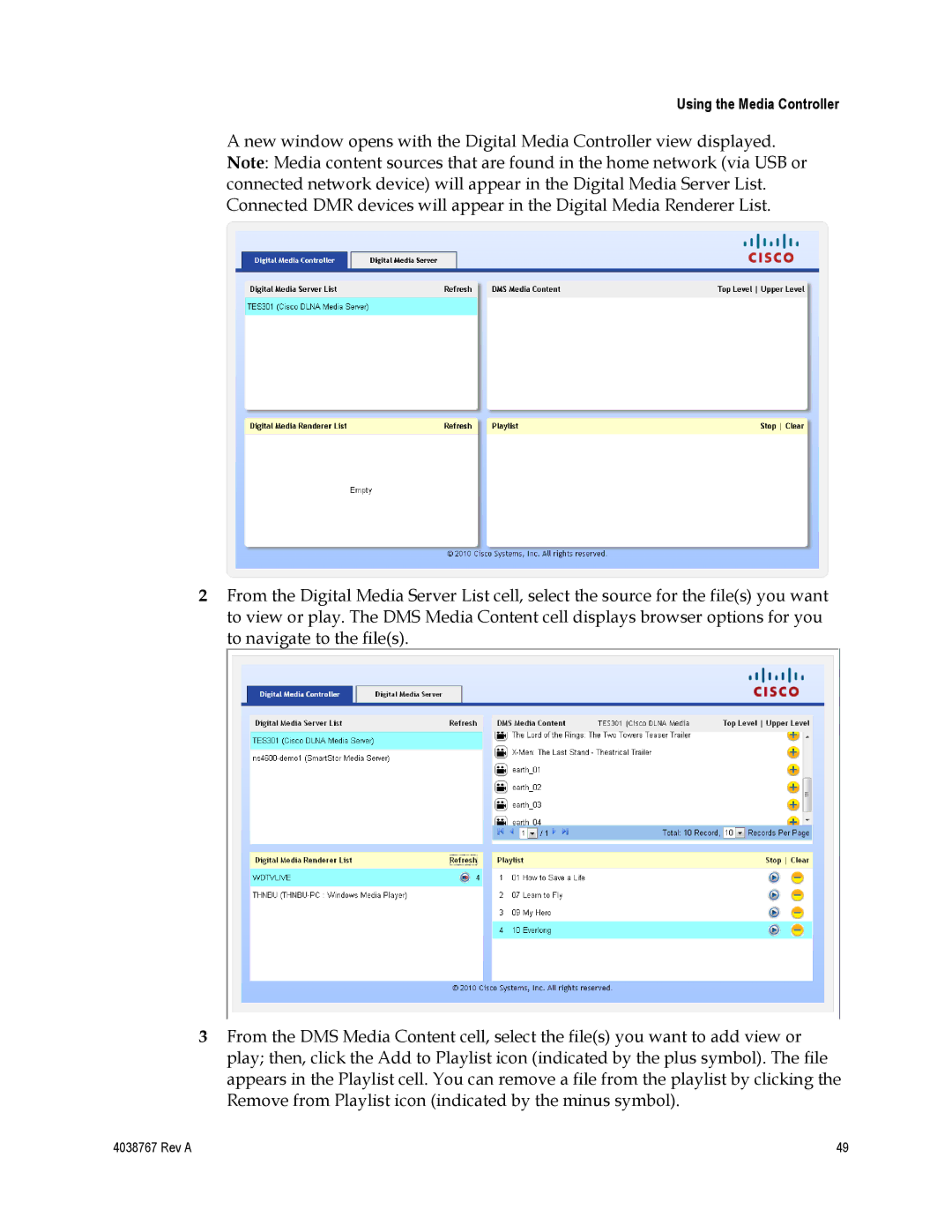 Cisco Systems TES301 manual Using the Media Controller 