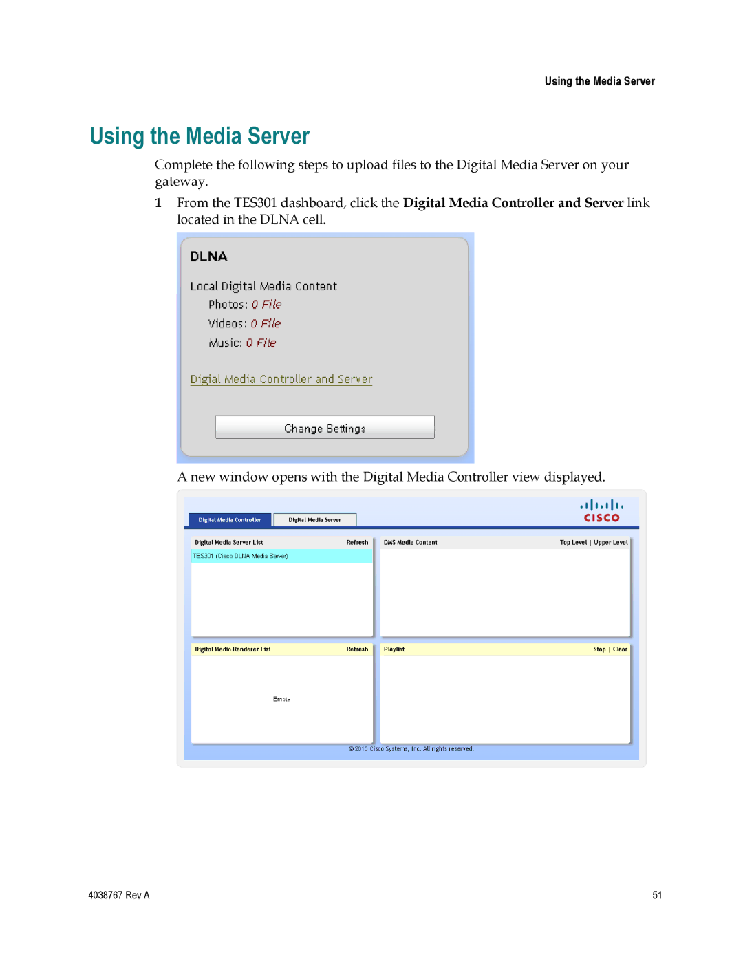 Cisco Systems TES301 manual Using the Media Server 