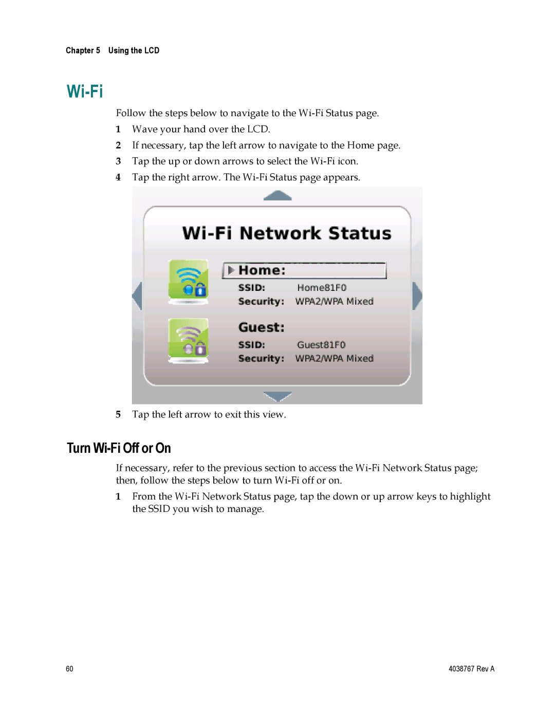 Cisco Systems TES301 manual Turn Wi-Fi Off or On 