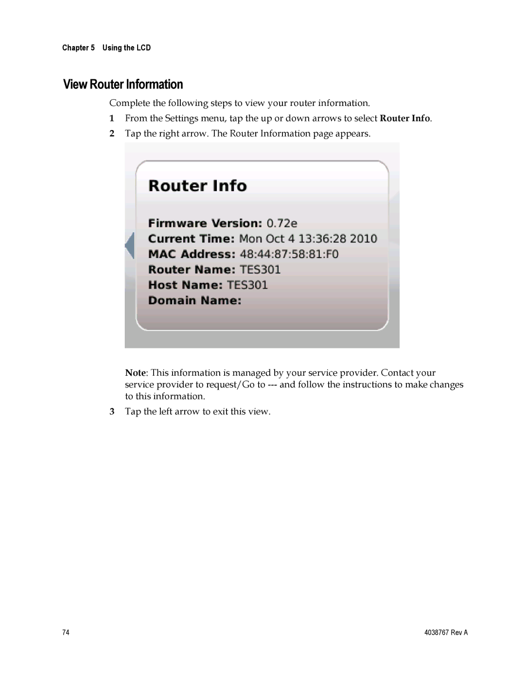 Cisco Systems TES301 manual View Router Information 