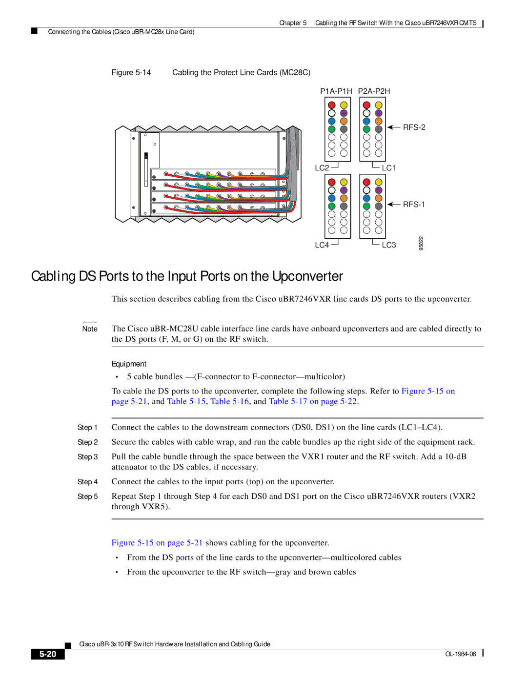 Cisco Systems UBR-3X10 manual Cabling DS Ports to the Input Ports on the Upconverter 