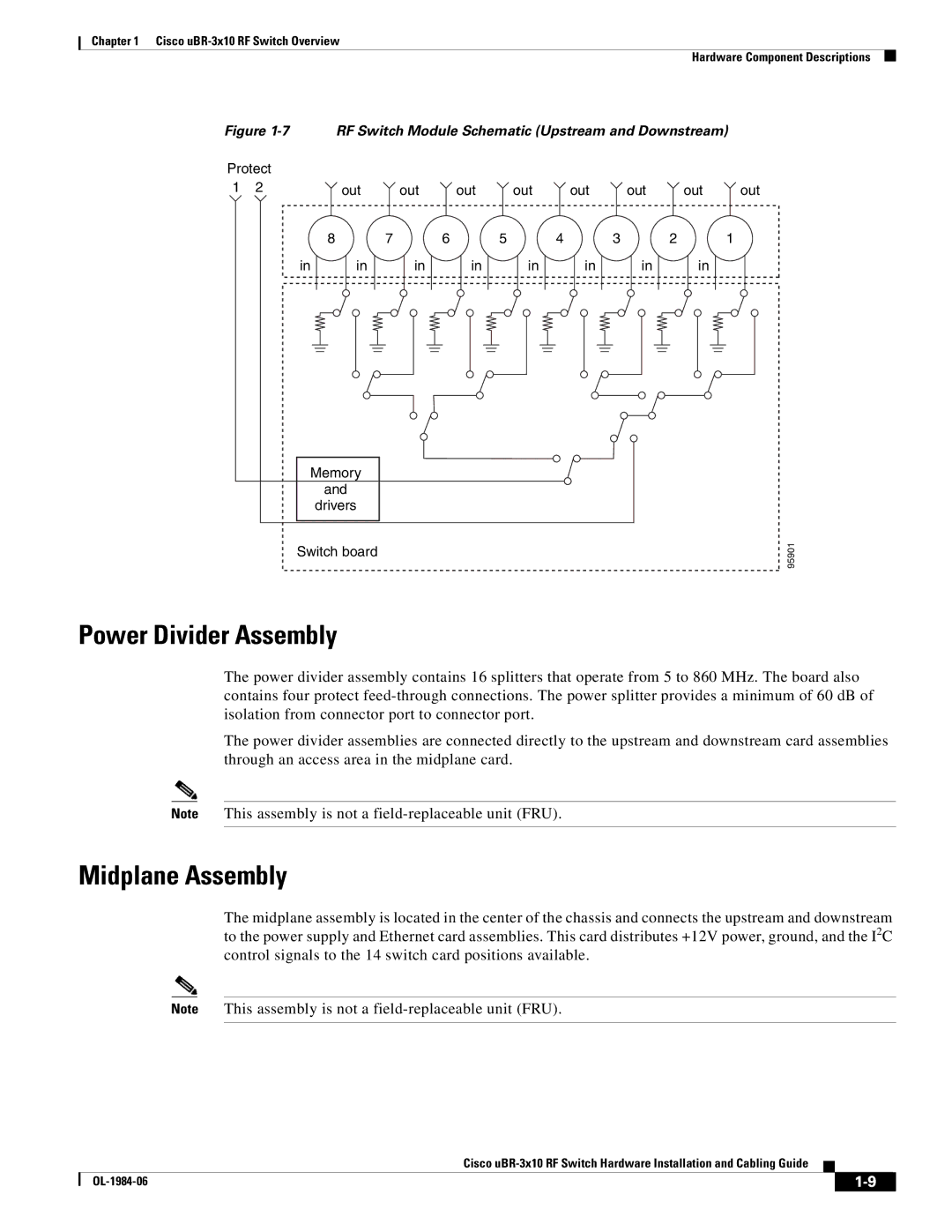 Cisco Systems UBR-3X10 manual Power Divider Assembly, Midplane Assembly 