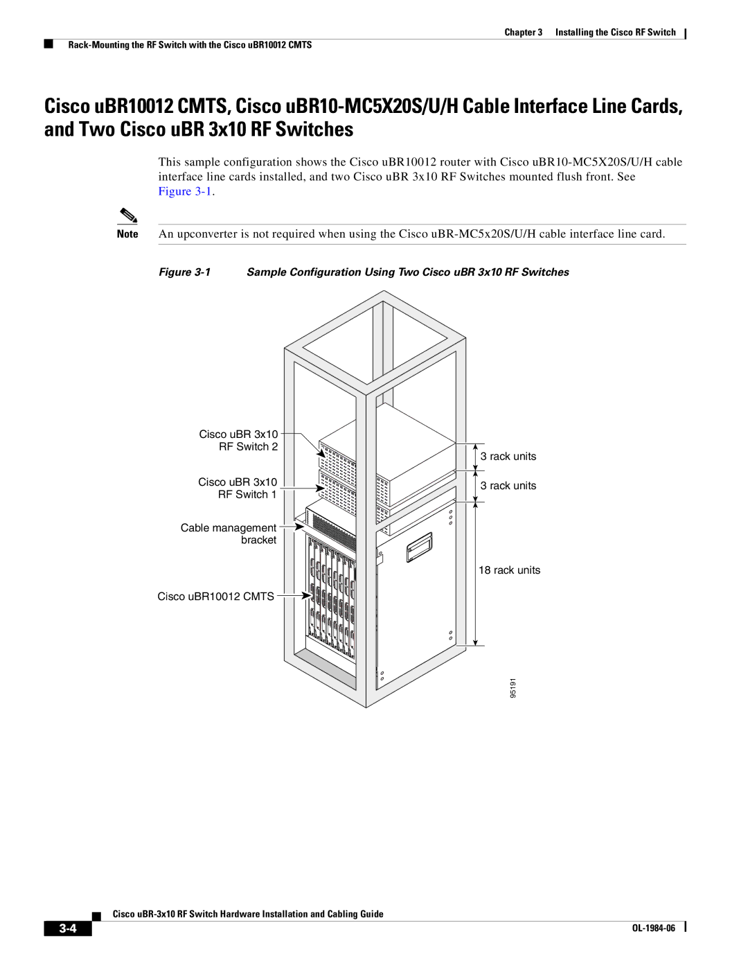 Cisco Systems UBR-3X10 manual Sample Configuration Using Two Cisco uBR 3x10 RF Switches 