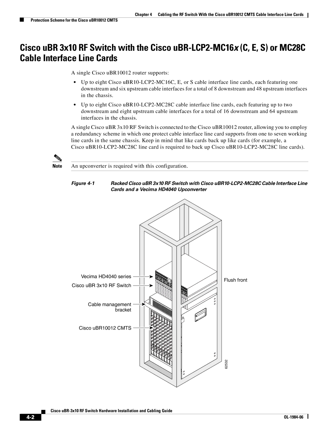 Cisco Systems UBR-3X10 manual Cards and a Vecima HD4040 Upconverter 