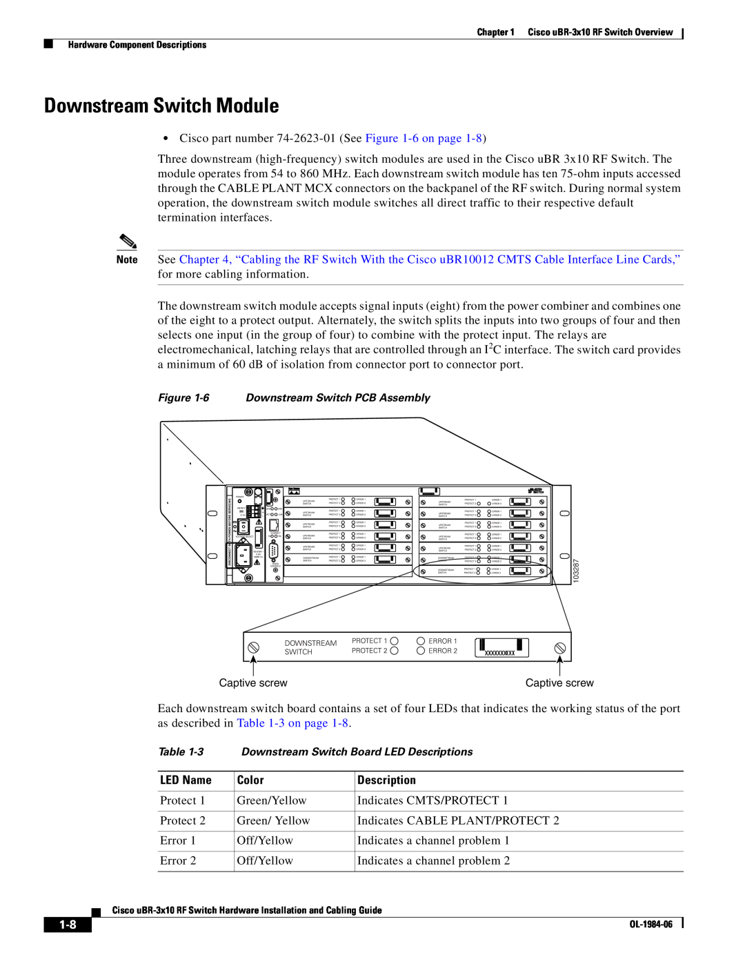 Cisco Systems UBR-3X10 manual Downstream Switch Module, as described in -3 on page 