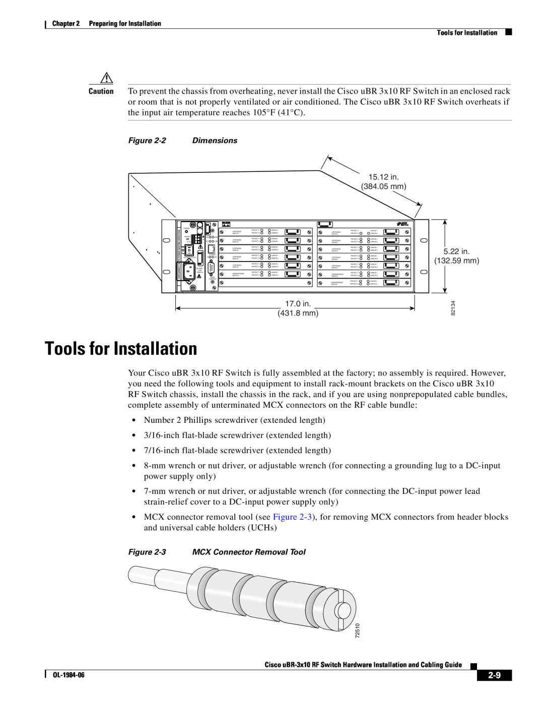 Cisco Systems UBR-3X10 manual Tools for Installation 