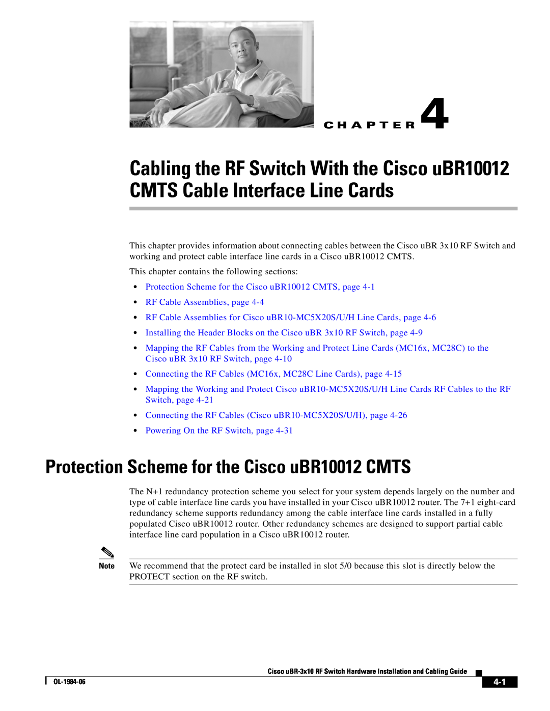 Cisco Systems UBR-3X10 Protection Scheme for the Cisco uBR10012 CMTS, page, RF Cable Assemblies, page, C H A P T E R 