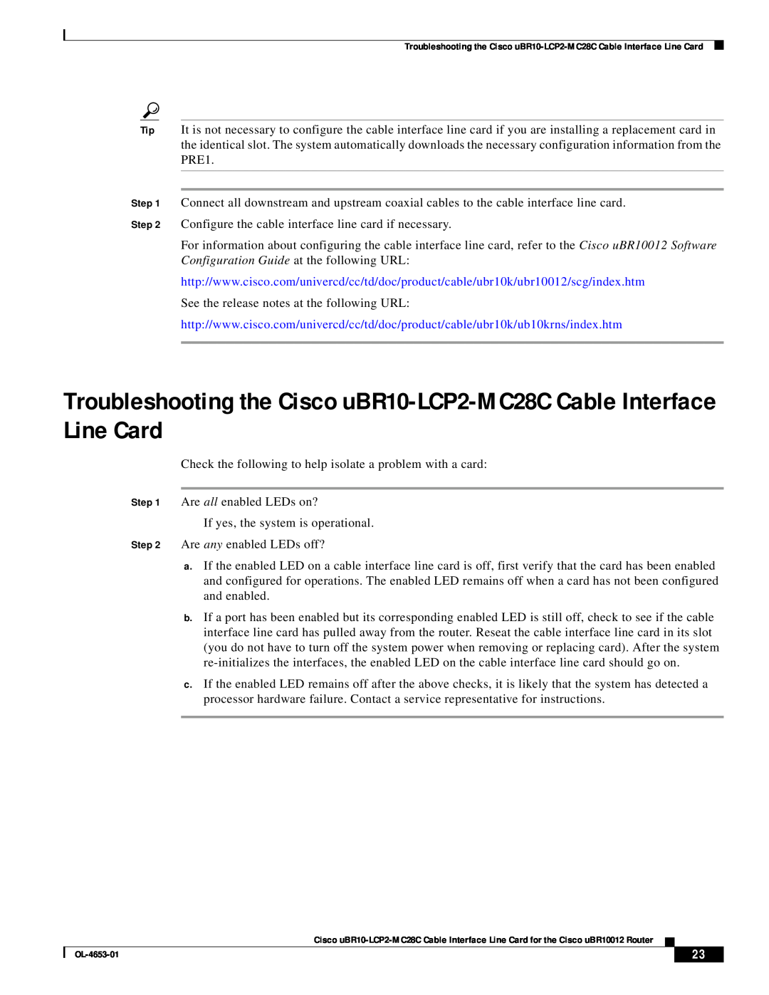 Cisco Systems manual Troubleshooting the Cisco uBR10-LCP2-MC28C Cable Interface Line Card 