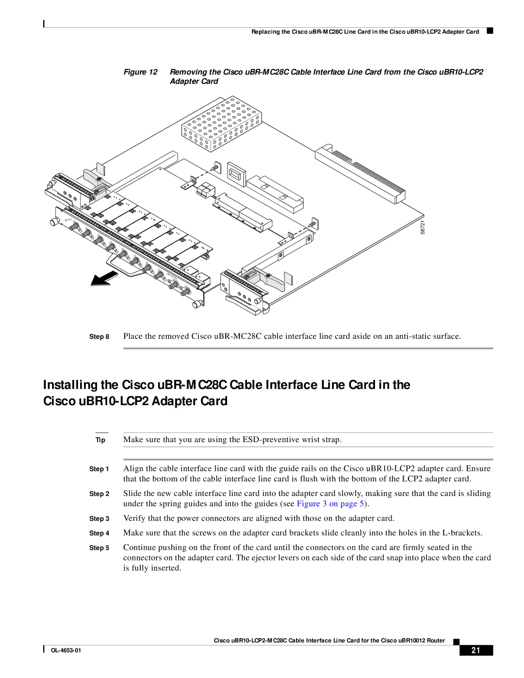 Cisco Systems uBR10-LCP2-MC28C manual 58721 