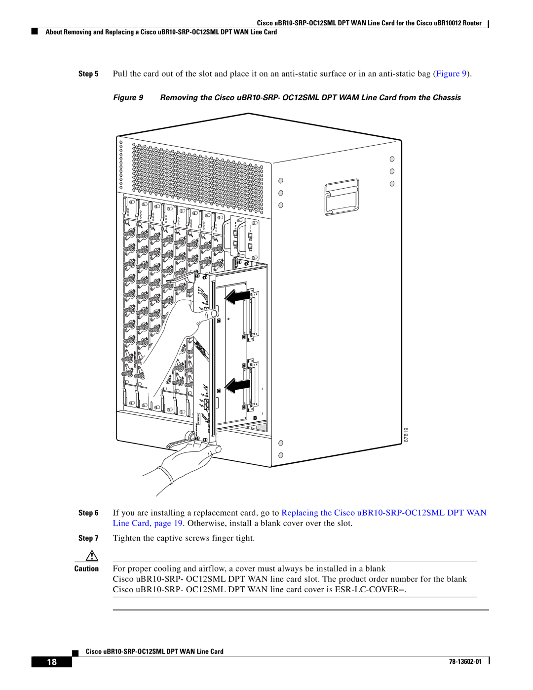 Cisco Systems uBR10-SRP-OC12SML technical specifications 67819 