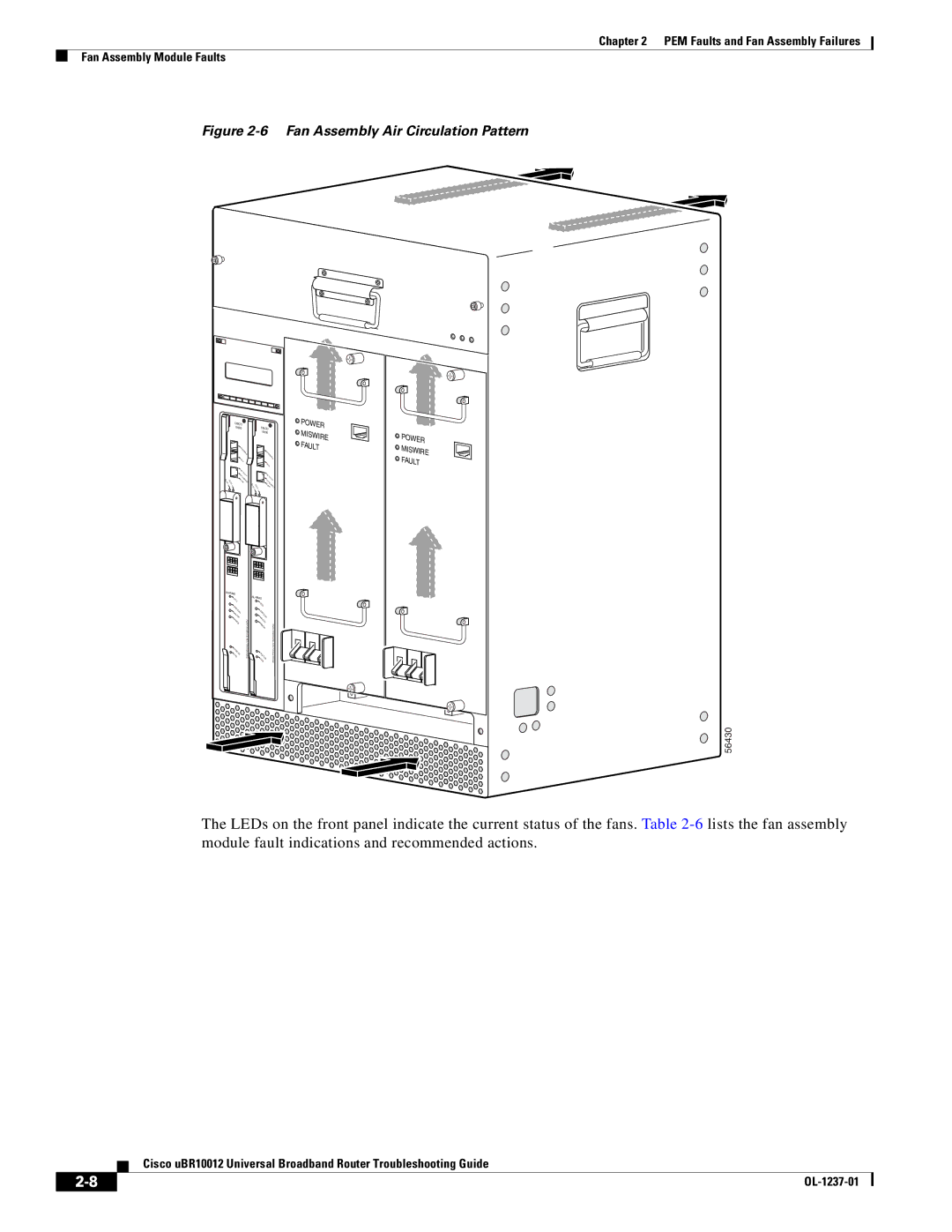 Cisco Systems UBR10012 manual Fan Assembly Air Circulation Pattern 