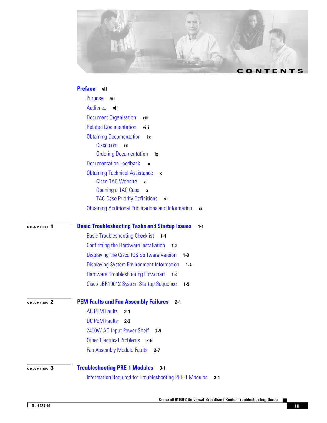 Cisco Systems UBR10012 manual N T E N T S 