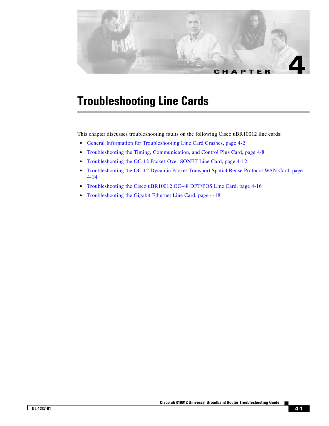 Cisco Systems UBR10012 manual Troubleshooting Line Cards 