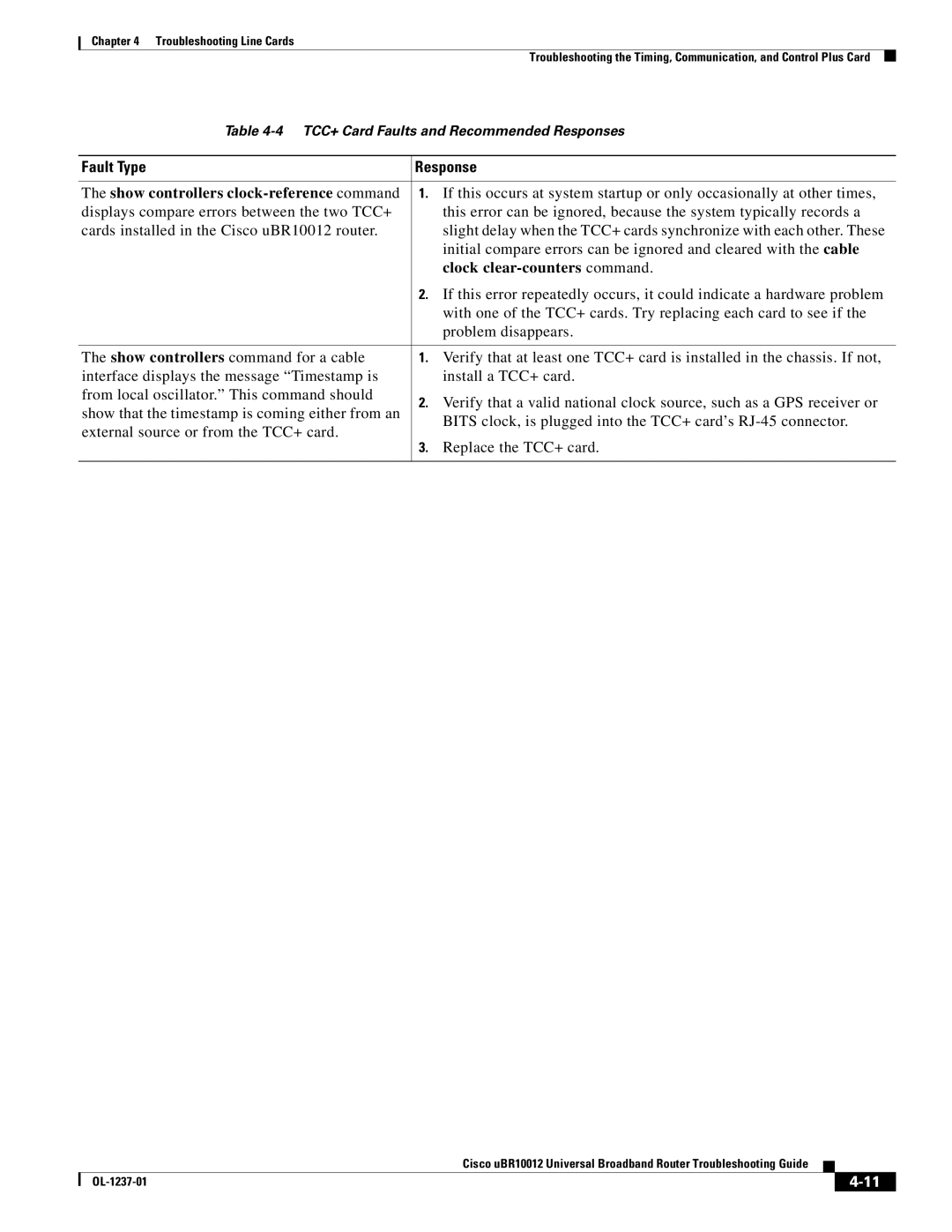 Cisco Systems UBR10012 manual Show controllers clock-reference command 