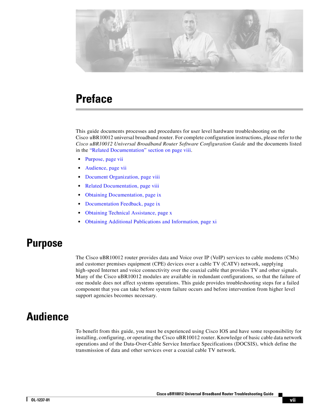 Cisco Systems UBR10012 manual Purpose, Audience 