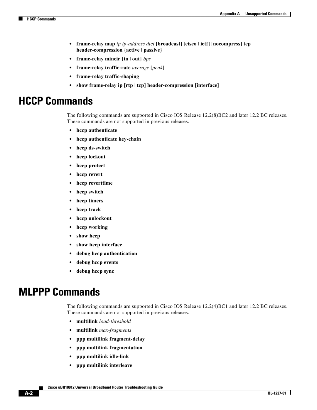 Cisco Systems UBR10012 manual Hccp Commands, Mlppp Commands 