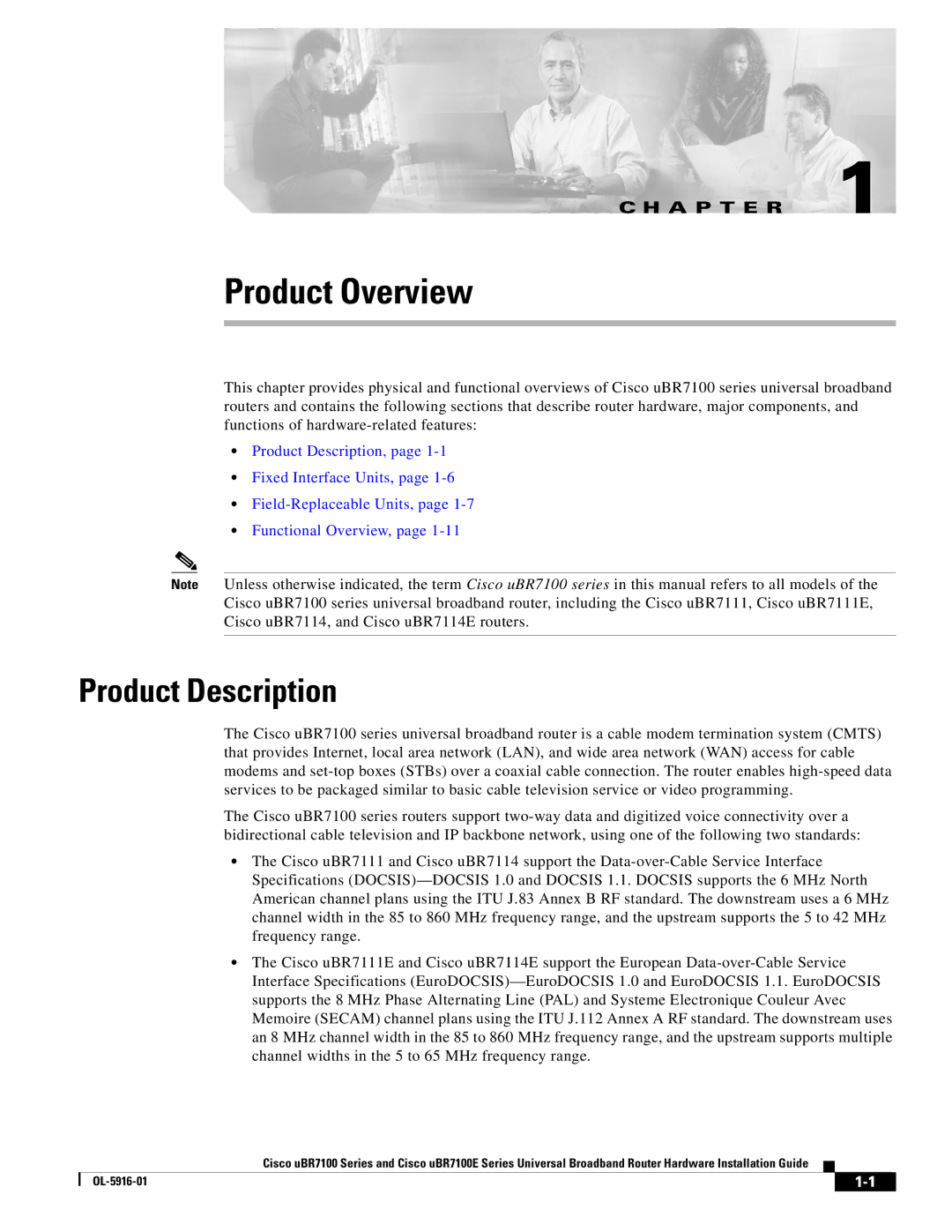 Cisco Systems UBR7100E specifications Product Overview, Product Description 