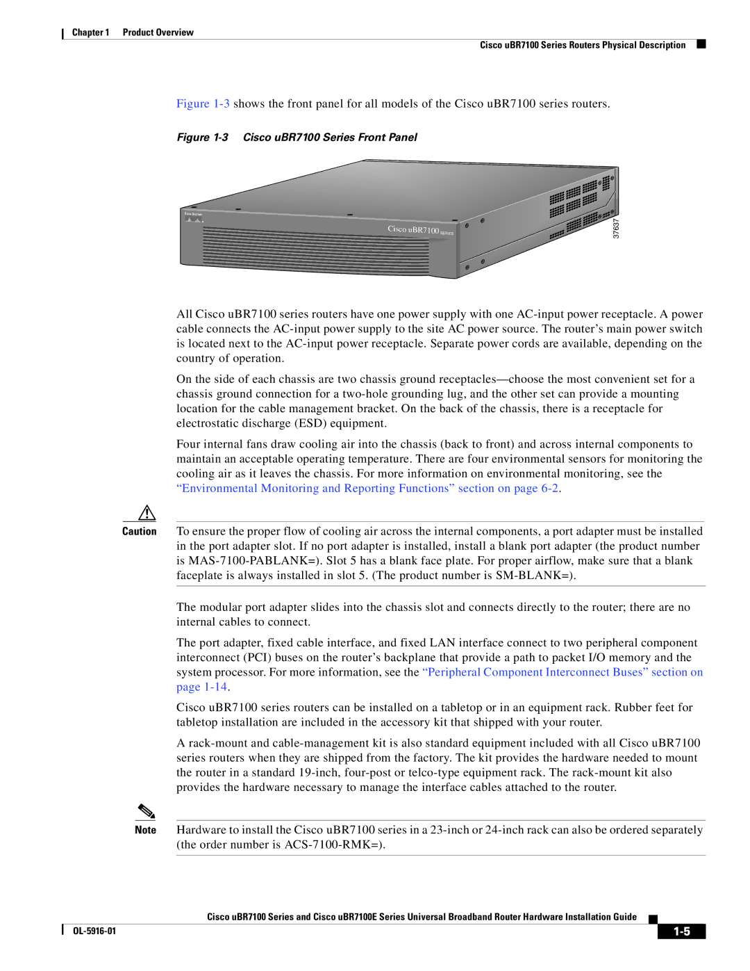 Cisco Systems UBR7100E specifications Cisco uBR7100 Series Front Panel 