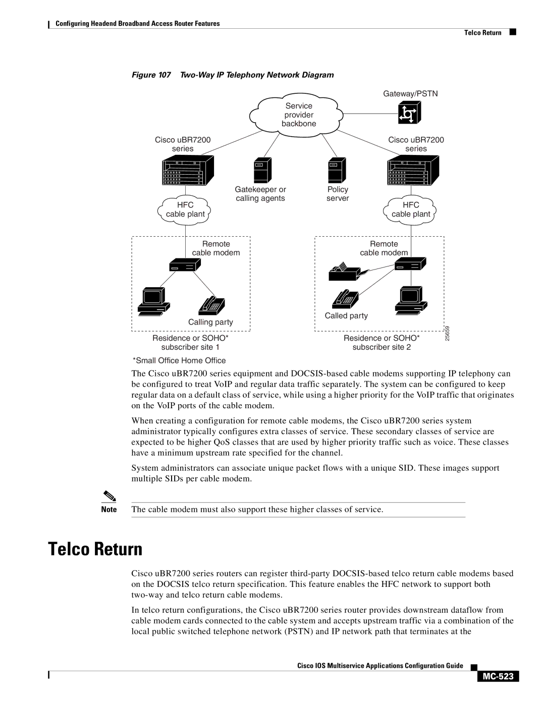 Cisco Systems uBR7200 manual Telco Return, MC-523 