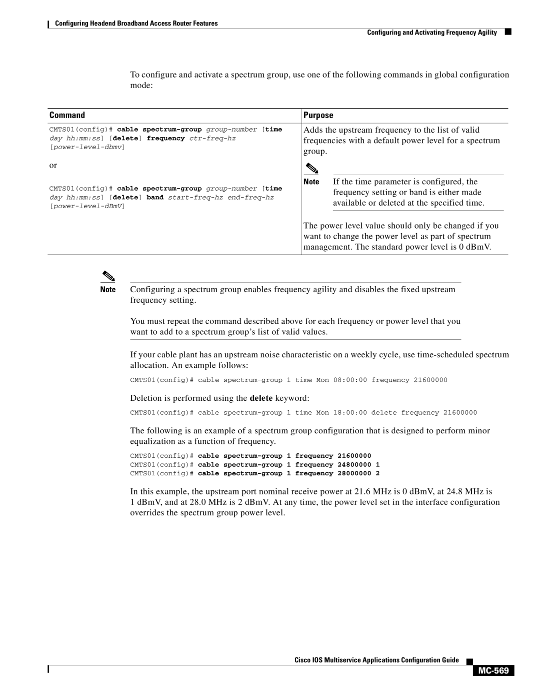 Cisco Systems uBR7200 manual Command Purpose, MC-569 