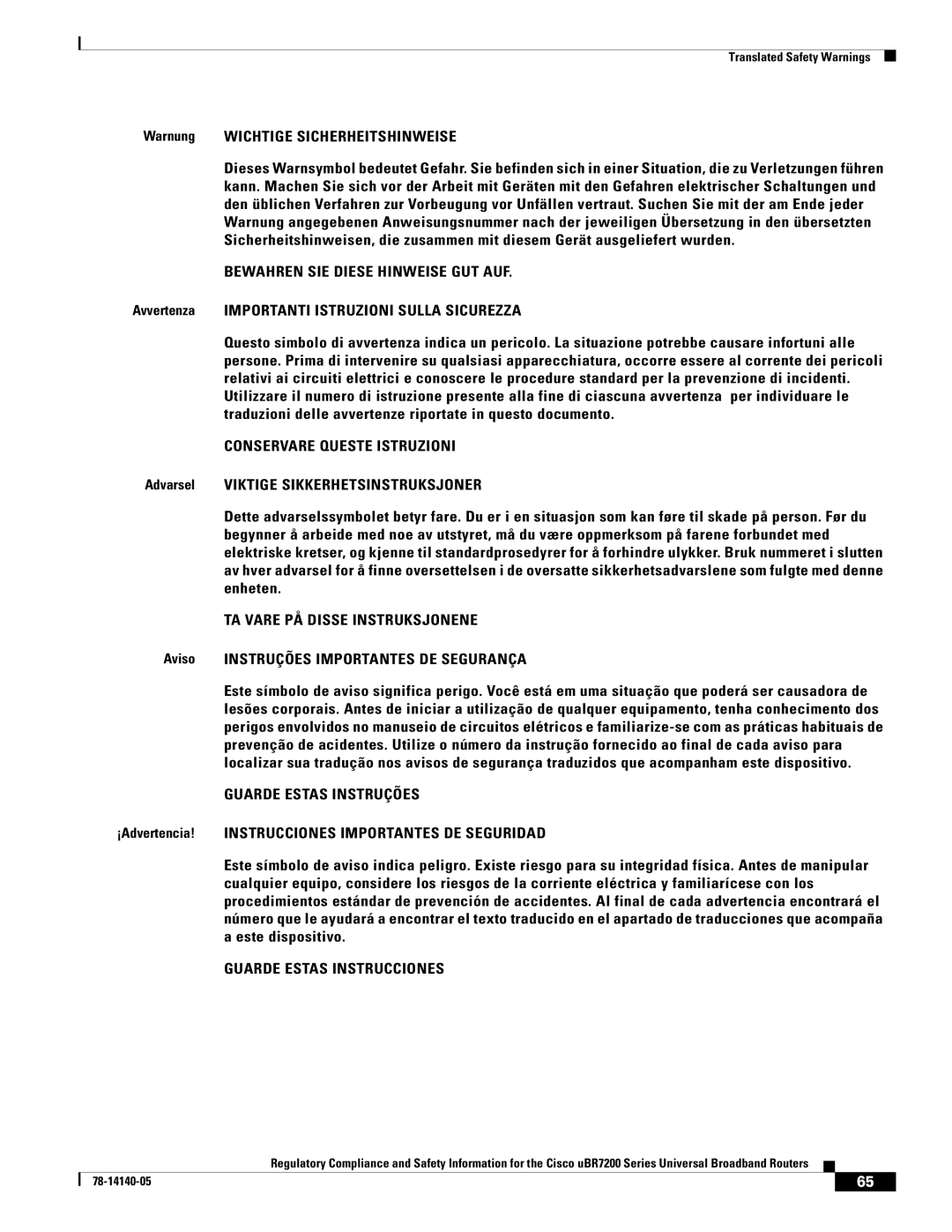 Cisco Systems uBR7200 manual Bewahren SIE Diese Hinweise GUT AUF 