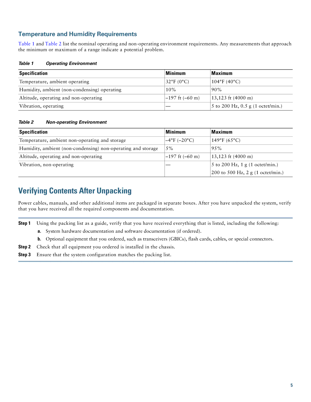 Cisco Systems UBR7225VXR quick start Verifying Contents After Unpacking 