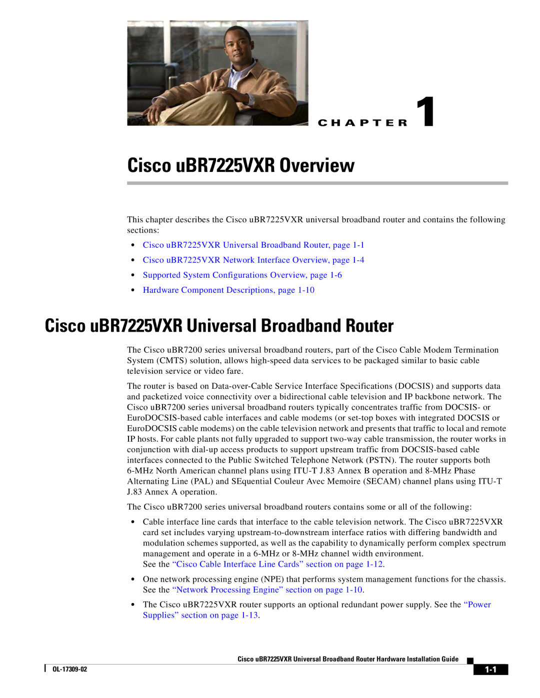 Cisco Systems UBR7225VXR specifications Cisco uBR7225VXR Overview, Cisco uBR7225VXR Universal Broadband Router 