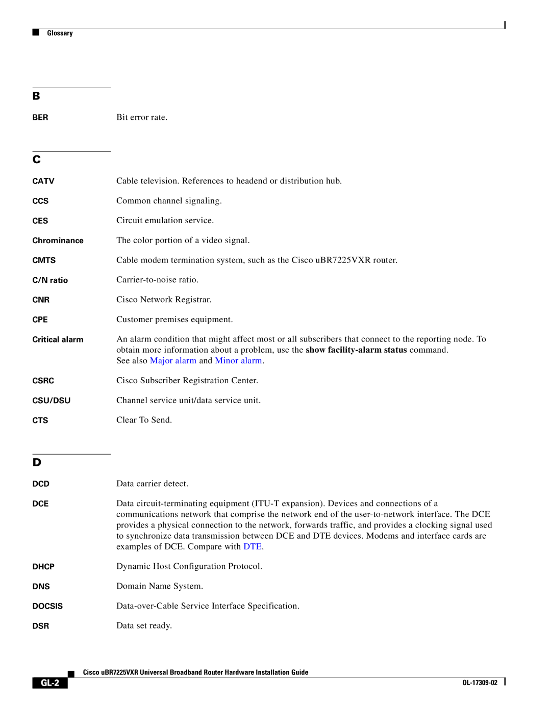 Cisco Systems UBR7225VXR specifications GL-2 