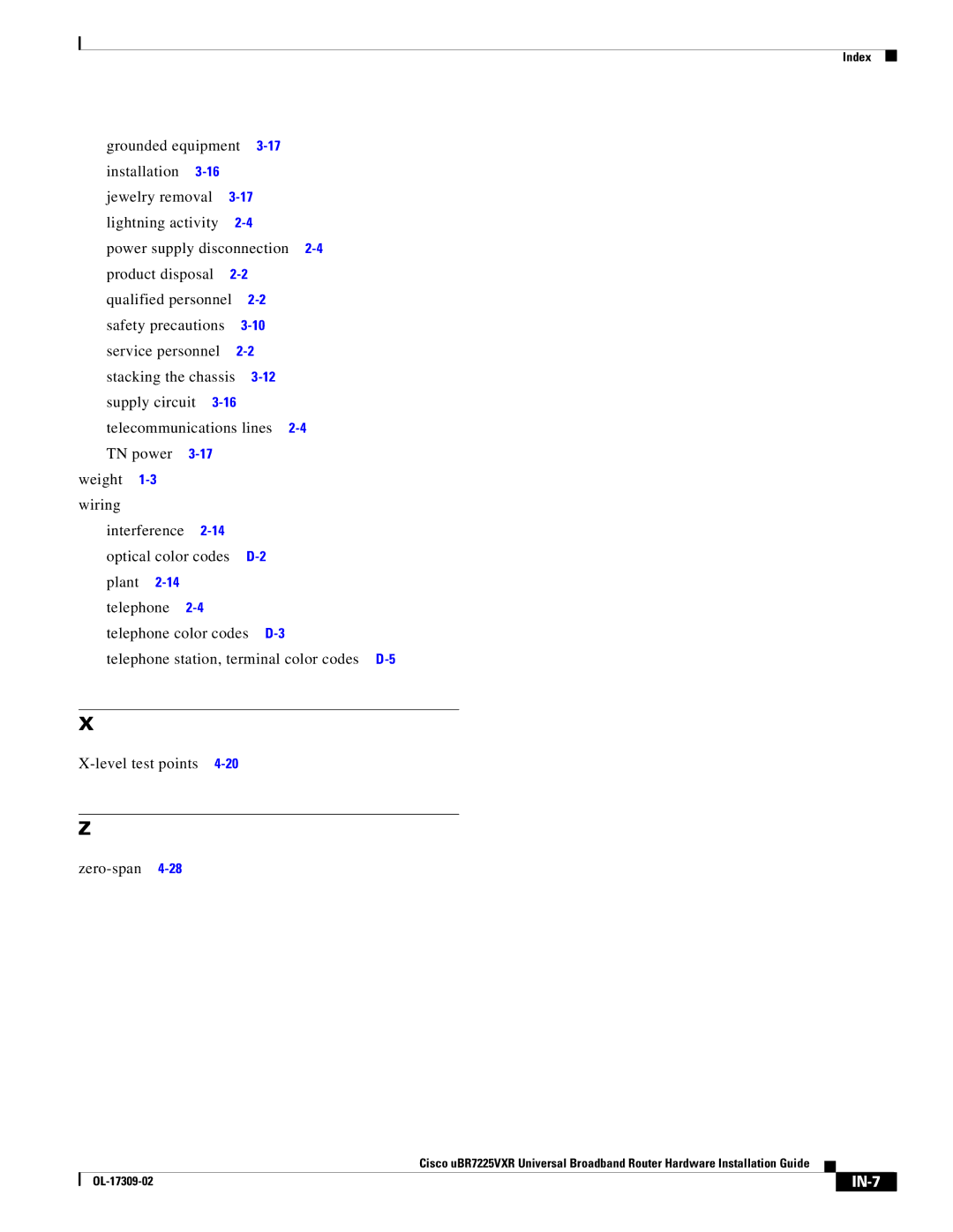 Cisco Systems UBR7225VXR specifications IN-7 