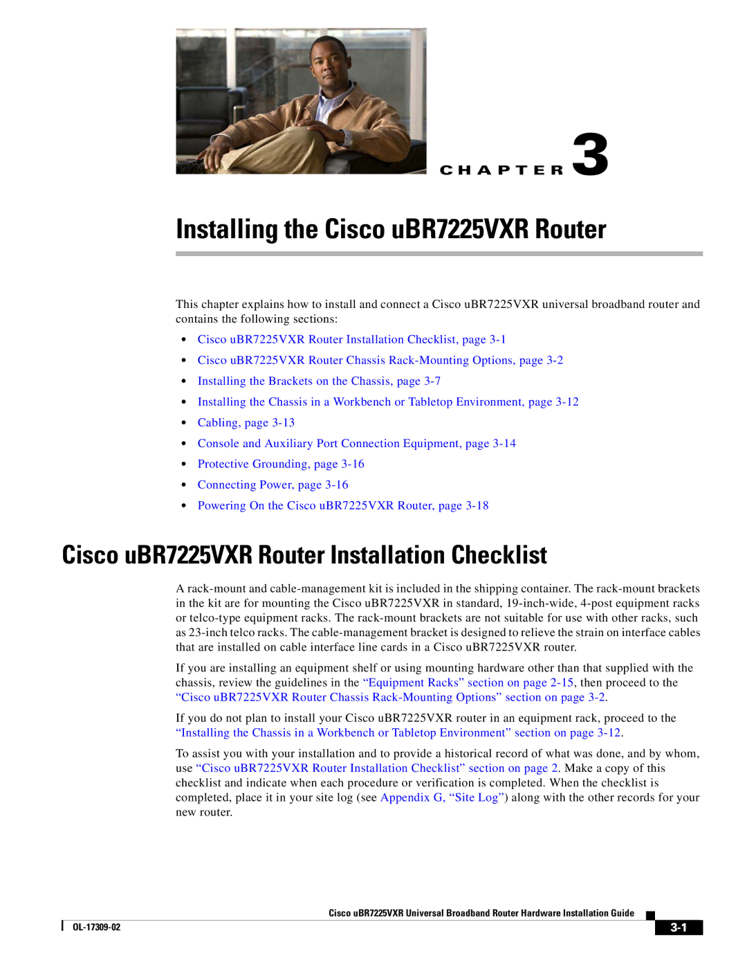 Cisco Systems UBR7225VXR Installing the Cisco uBR7225VXR Router, Cisco uBR7225VXR Router Installation Checklist 