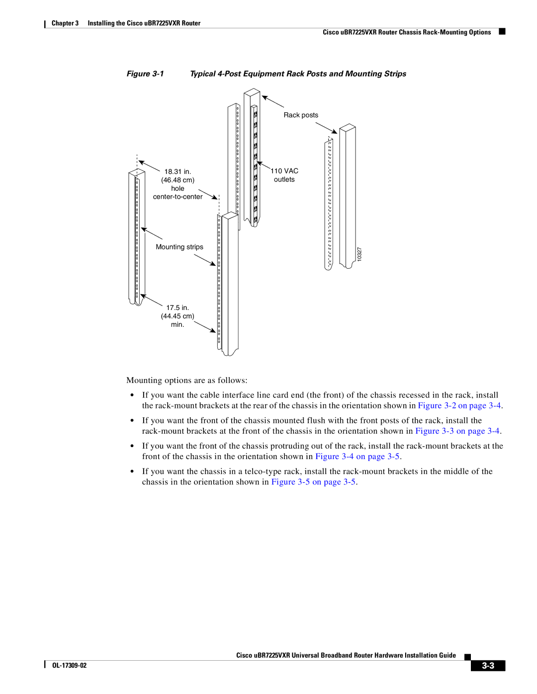 Cisco Systems UBR7225VXR specifications Typical 4-Post Equipment Rack Posts and Mounting Strips 