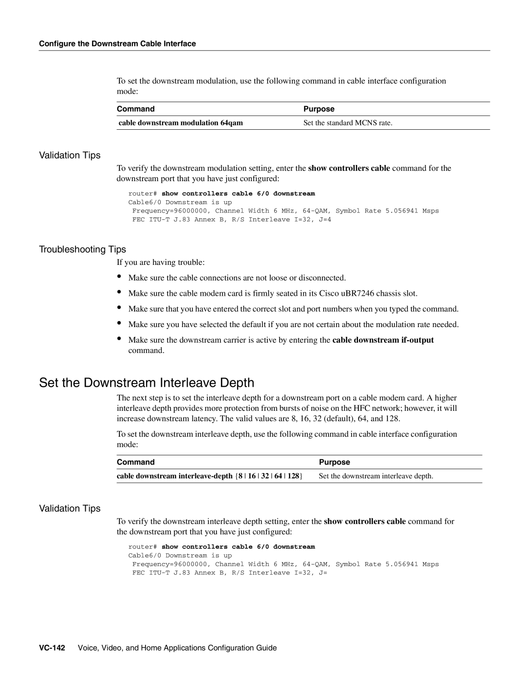 Cisco Systems uBR7246 manual Set the Downstream Interleave Depth 