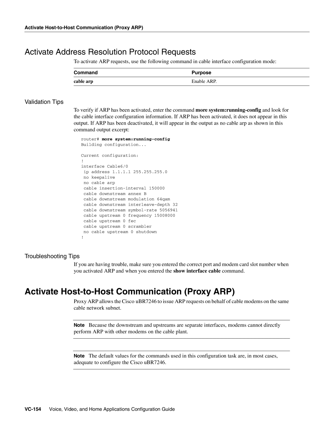 Cisco Systems uBR7246 manual Activate Host-to-Host Communication Proxy ARP, Activate Address Resolution Protocol Requests 